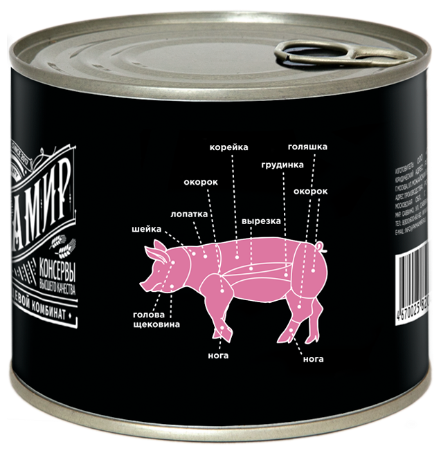 Консервы мясные кусковые стерилизованные "свинина тушеная "деликатесная"