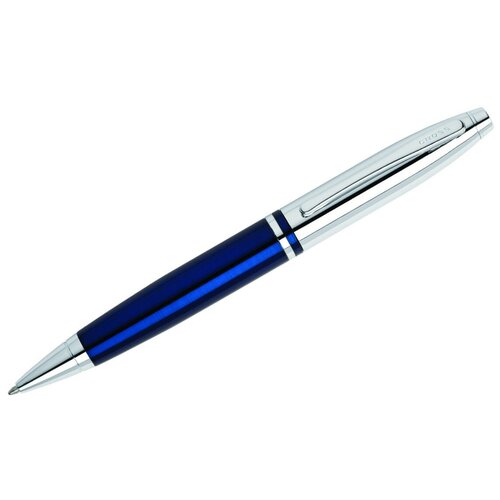 Ручка шариковая Cross Calais. Корпус-латунь, лакированное и хромовое покрытие. Отделка и детали дизайна-хром. Цвет-синий + серебристый. AT0112-3