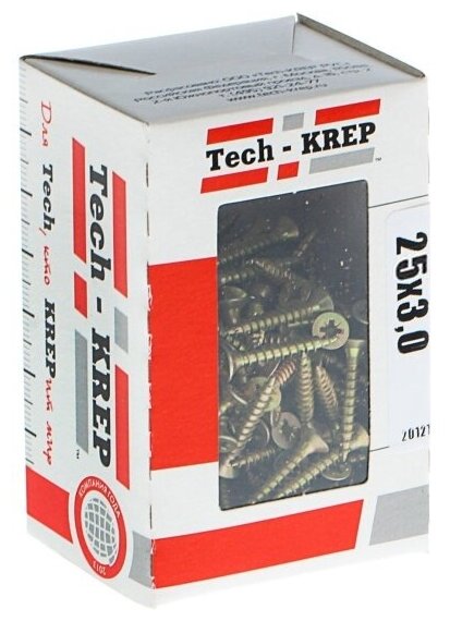 Саморезы универсальные Tech-krep 25х3,0 мм (200 шт) желтые - коробка с ок.