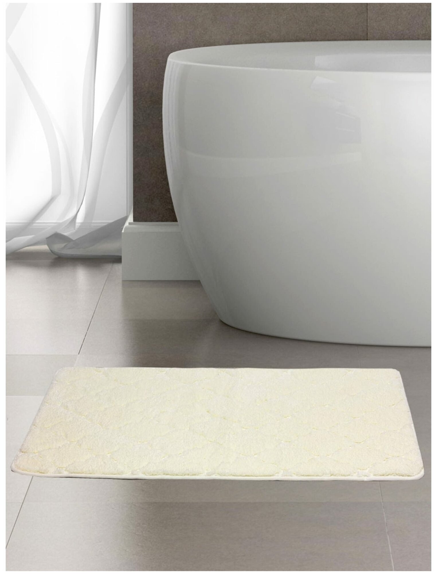 Коврик для ванной «Лана» 70х120 см цвет белый - фотография № 5