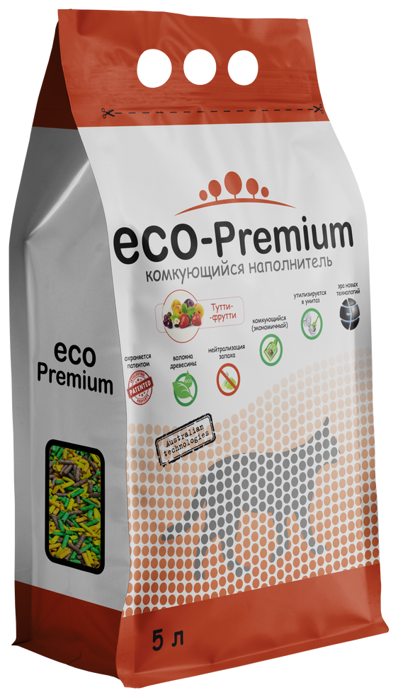 Наполнитель для кошачьего туалета ECO-Premium Комкующийся Тутти-фрутти 5л