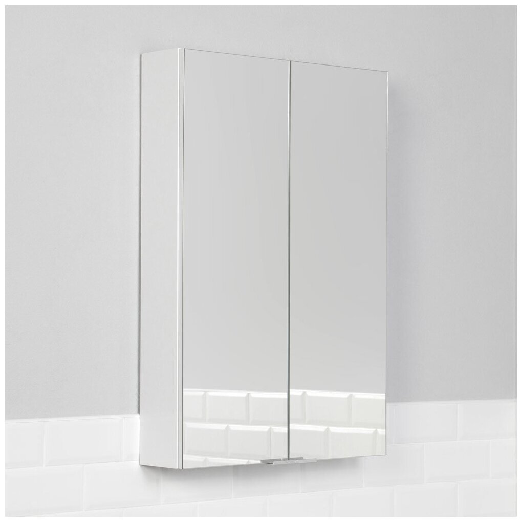 зеркальный шкаф итана city 80 800х150х600 (белый глянец) - фото №6
