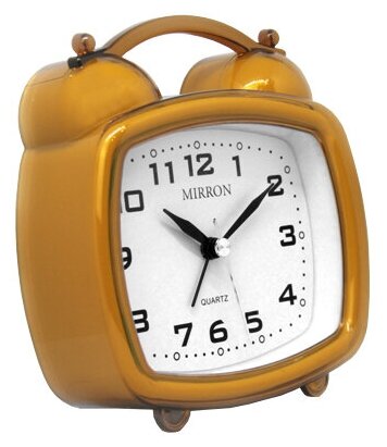 Классический настольный будильник MIRRON 8358 ЗЛ/Часы в спальню/Квадратный будильник/Часы для детской/Золотой цвет