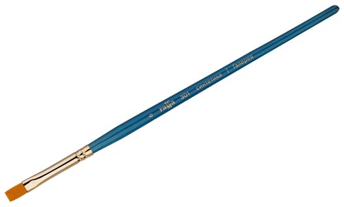 Кисть ГАММА Галерея, №6 синтетика, плоская, короткая ручка (301006) №6, синий