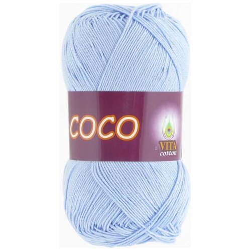 Пряжа хлопковая Vita Cotton Coco (Вита Коко) - 1 моток, 4323 светло голубой, 100% мерсеризованный хлопок 240м/50г