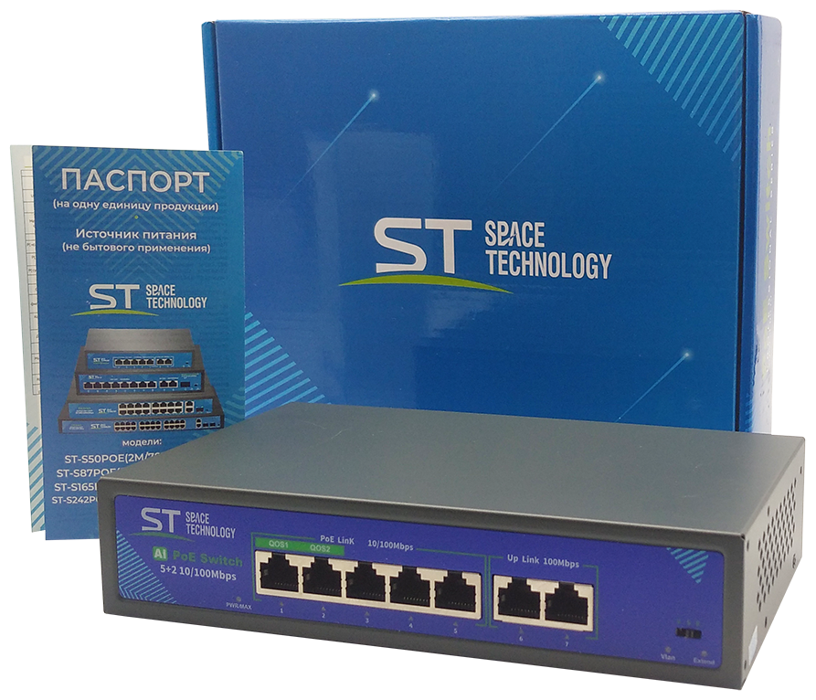 Источник питания ST-S50POE(2M/78W/A)PRO Switch POE 5-ти портовый