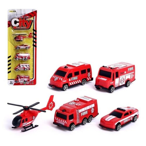 Набор машин «Пожарная служба», 5 штук пожарный автомобиль autogrand lada kalina пожарная охрана 11492 1 34 11 см красный белый