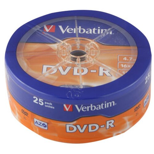 Диск DVD-R Verbatim 4.7Gb 16x Cake Box (25 штук) (43730)