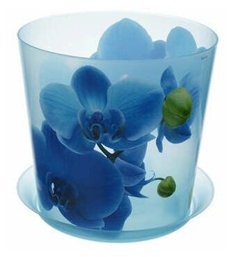 Кашпо деко D125мм 1,2л с подставкой, Орхидея голубая М 3105 - 1 ед. товара