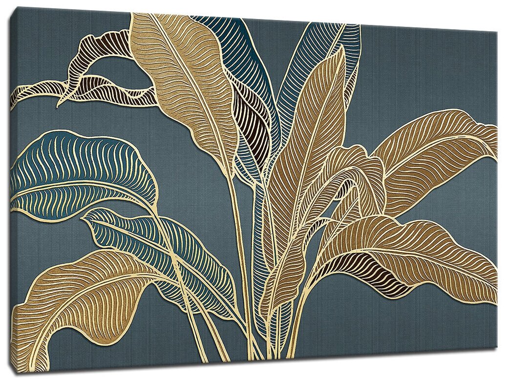 Картина Уютная стена "3D банановые листья" 100х60 см