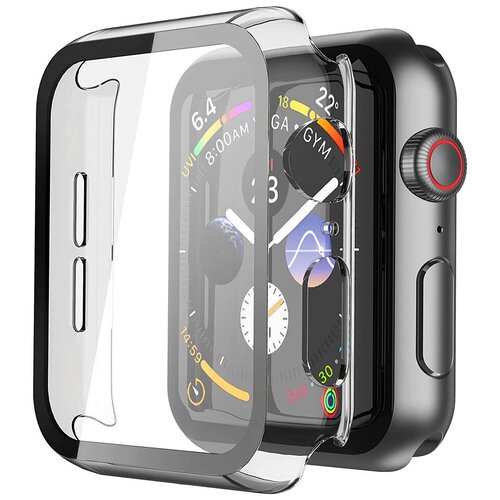 Пластиковый чехол на Apple Watch 38 mm, бампер для смарт-часов, защитный кейс на часы 2/3/4/5/6/7/8 SE, защитное стекло на прозрачный