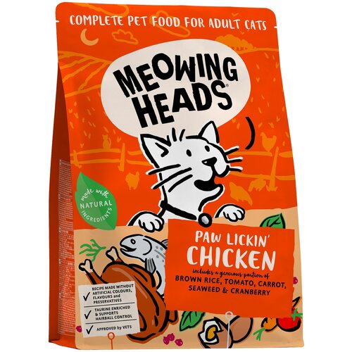 Корм Barking Heads Paw Lickin Chicken для кошек, с курицей и рисом Куриное наслаждение, 8 кг