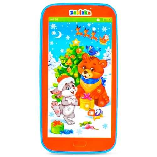 Развивающая игрушка Zabiaka Телефон Зайчик и медвежонок, SL-01125, голубой/красный