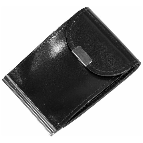 фото Зажим для купюр кроко из натуральной кожи, бумагодержатель, компактный кошелек, зажим для денег черный зк300-1