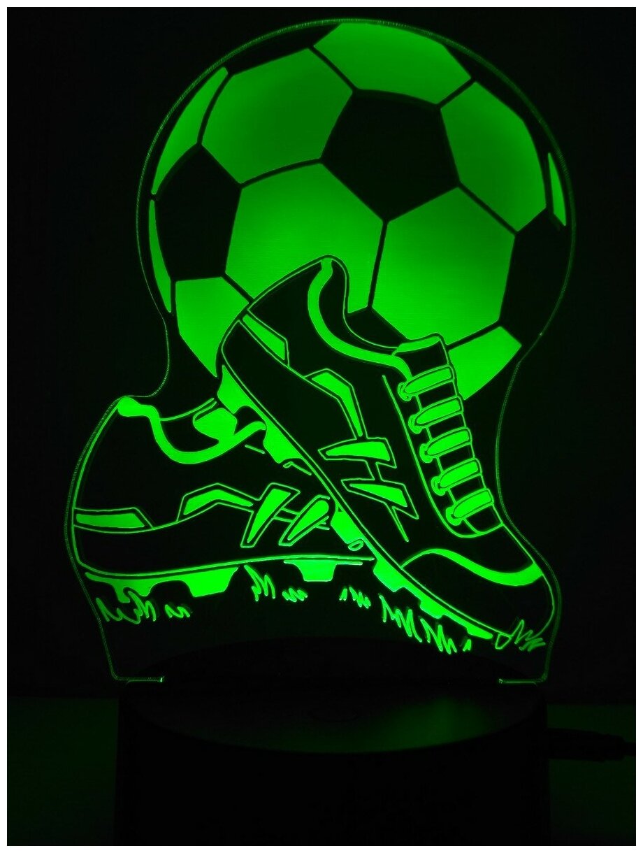 Светодиодный ночник 3Д "Футбольный мяч и кроссовки" - фотография № 3