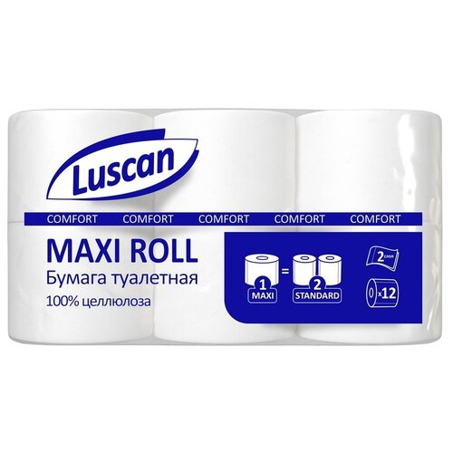 Купить Бумага туалетная Luscan Comfort Max 2-слойная белая ( 12 рулонов в упаковке), белый, первичная целлюлоза, Туалетная бумага и полотенца