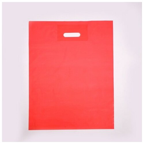 Пакет полиэтиленовый с вырубной ручкой, Красный 40-50 См, 60 мкм , 50 шт.