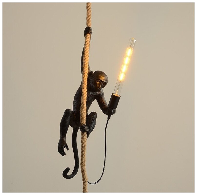 Светильник Обезьяна с Лампой Monkey Black Lamp Ceiling - фотография № 3