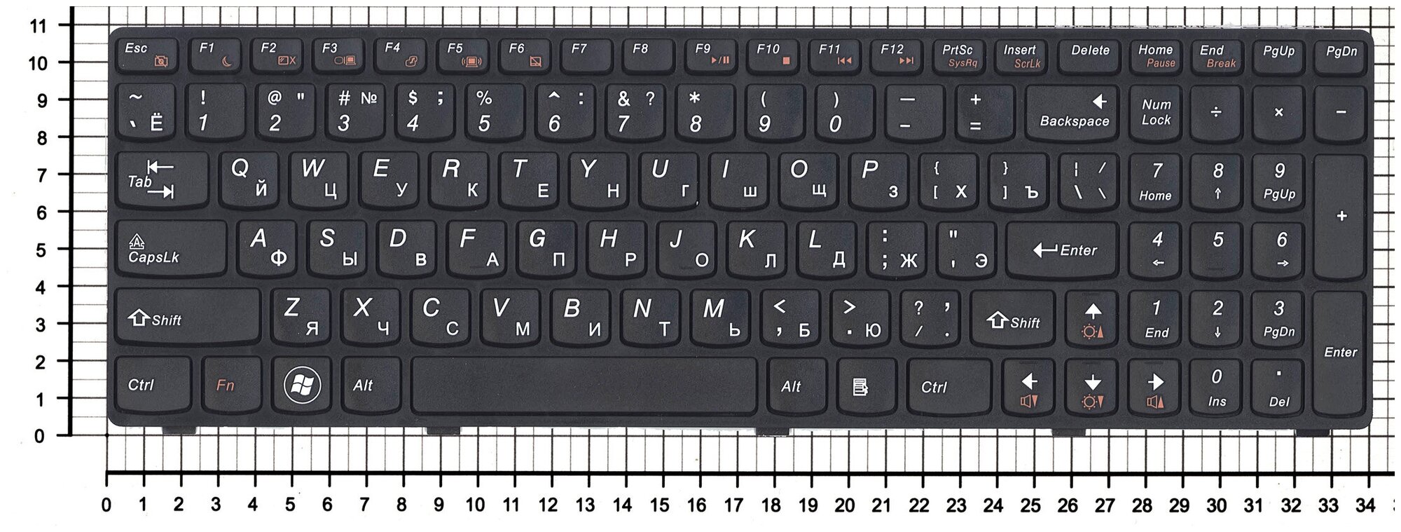 Клавиатура для ноутбука Lenovo NSK-B5PSC 0R черная с черной рамкой