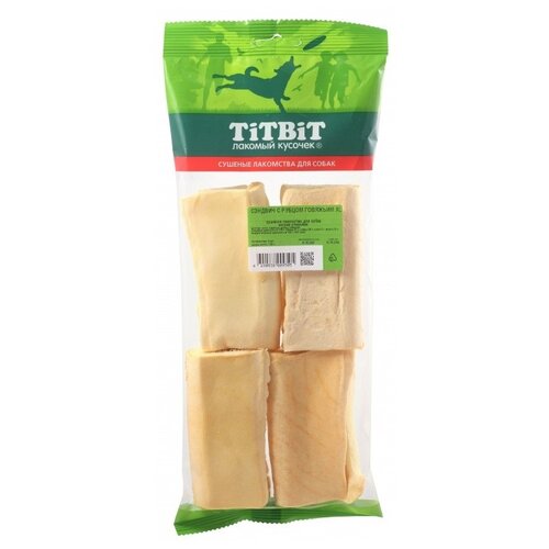 Лакомство для собак Titbit Сэндвич с рубцом говяжьим XL, 130 г
