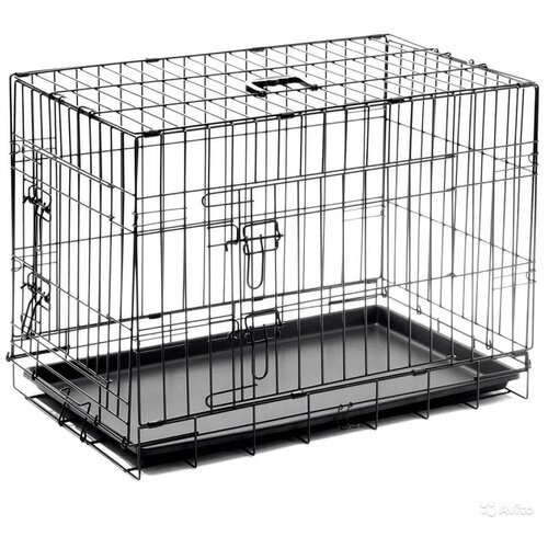 Клетка для собак металлическая ТоТо № 4 черная, с 2-мя дверьми, поддоном (93х57.5х65см)