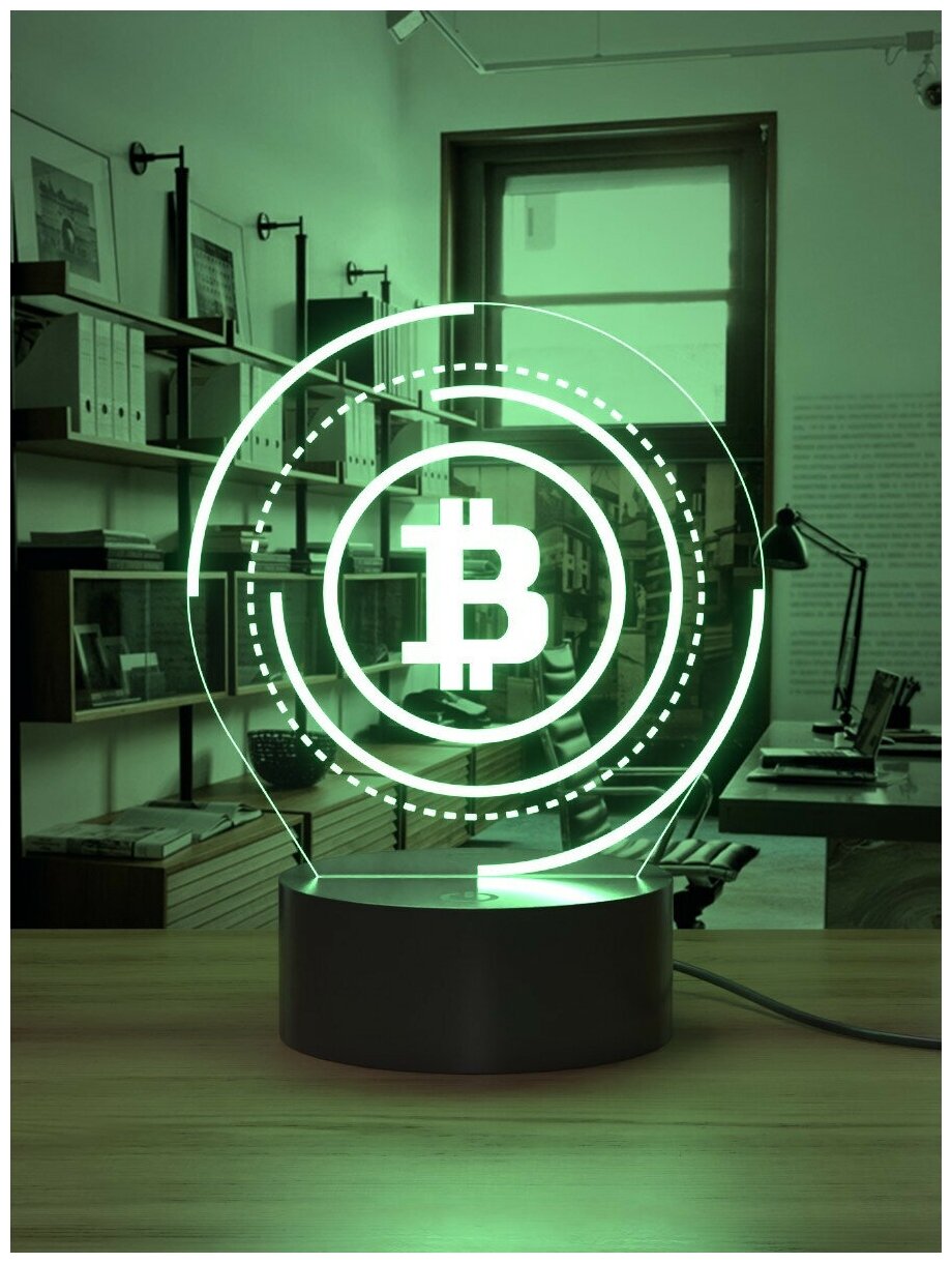 Ночник /световая подставка на стол в офис /символом Биткойн /Bitcoin /криптовалюта /подарок трейдеру - фотография № 4