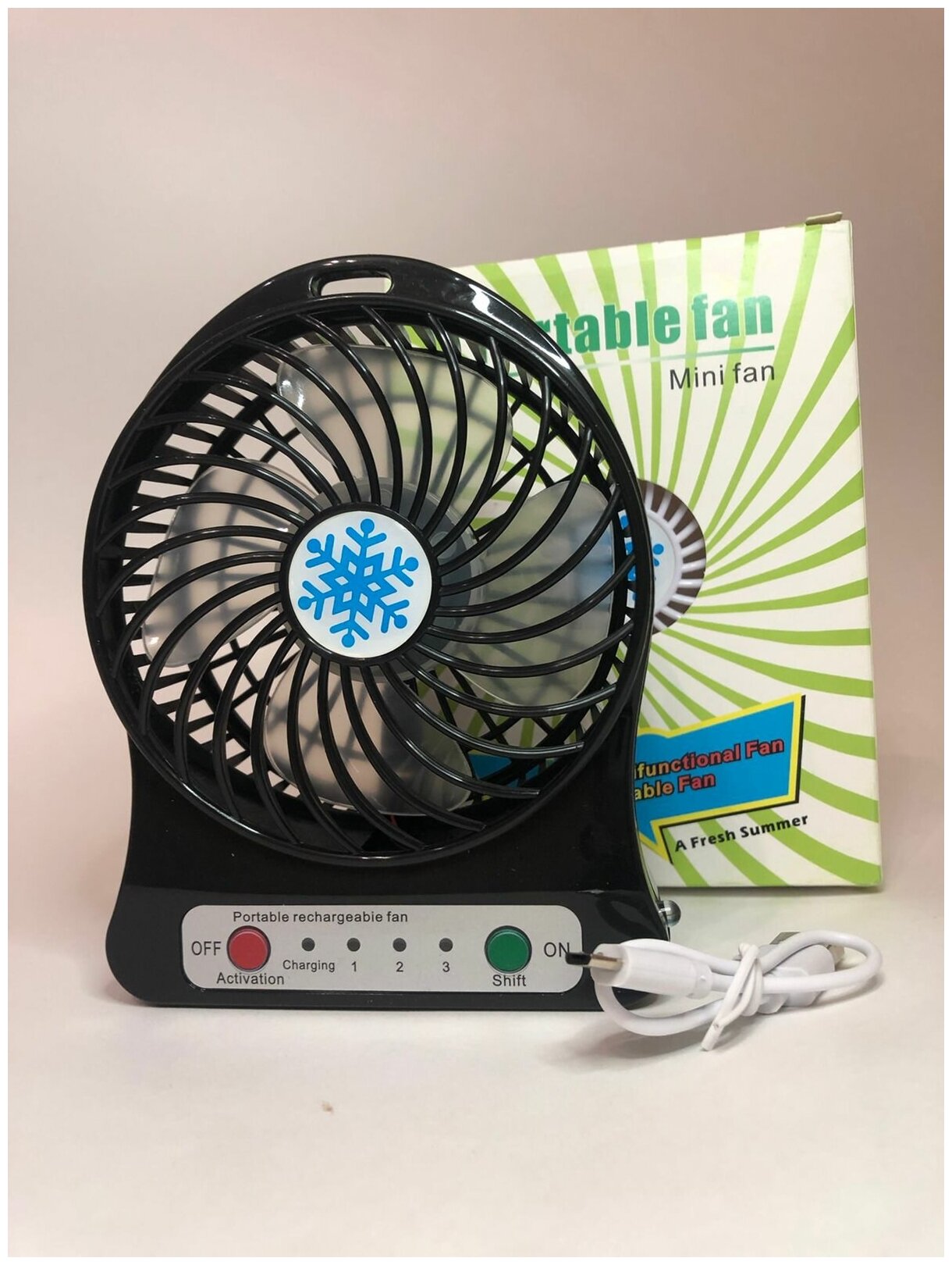 Настольный мини вентилятор MINI FAN с фонариком - фотография № 5