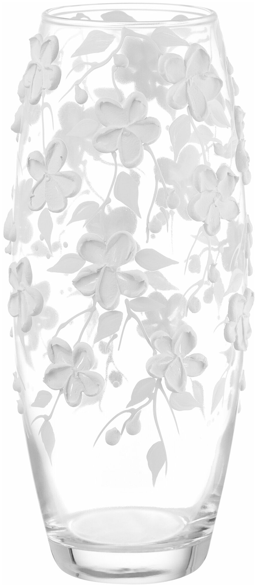 Ваза 11х11х26 см Elan Gallery Белые цветы бочонок