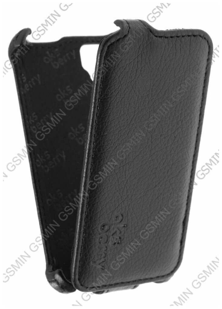 Кожаный чехол для Explay Easy Aksberry Protective Flip Case (Чёрный)