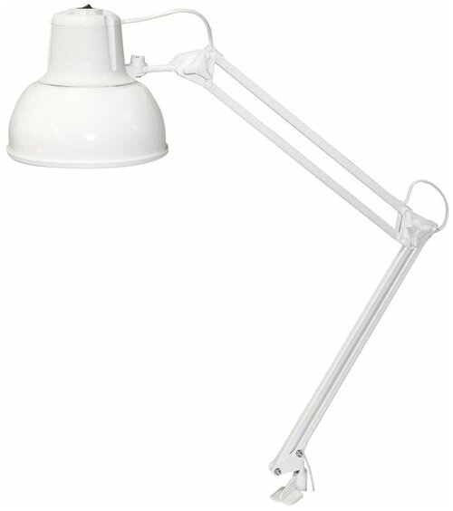 Настольная лампа светильник Бета-К на струбцине, цоколь Е27, белый