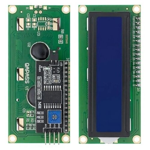 LCD1602A дисплей 16x2 с адаптером I2C синяя подсветка совместим с Arduino IDE Ардуино проекты 540₽