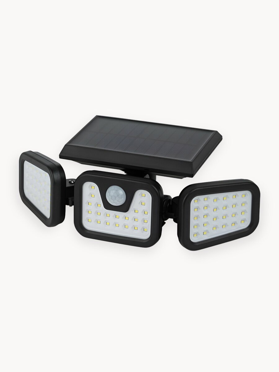 Прожектор на солнечной батарее с поворотными панелями и датчиком движения (10Вт/74Led)