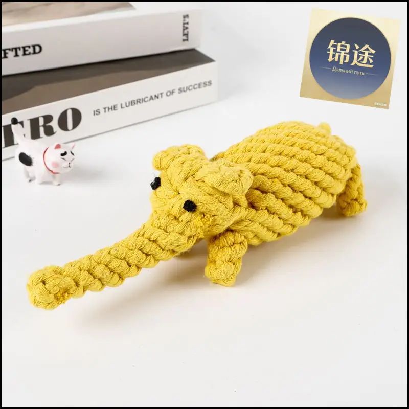 Игрушка для собак из хлопковой веревки, желтый слон 22 см