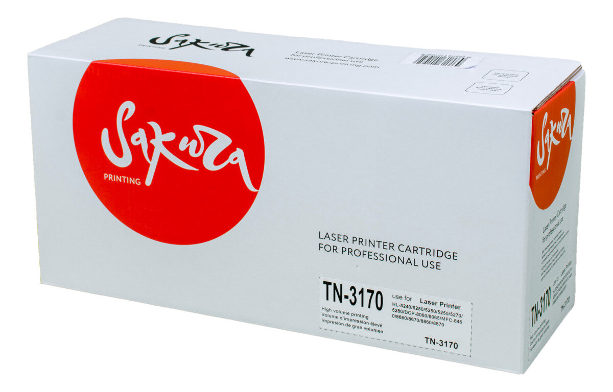 Тонер-картридж лазерный Sakura TN-3170 черный Увеличенной емкости 7000 стр. для Brother (SATN3170)