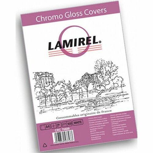 Обложки для переплета картонные Lamirel Chromolux A4, глянцевые, цвет: белый, 230г/м, 100шт