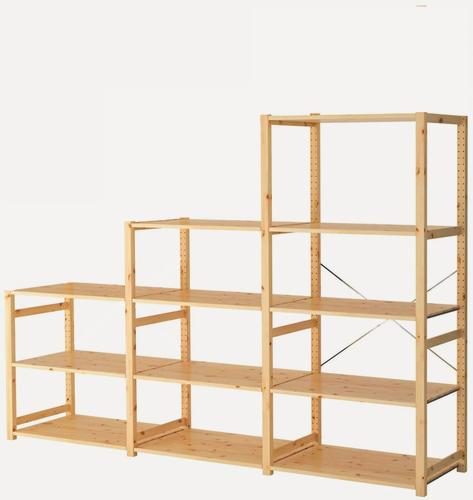Изображение товара Стеллаж деревянный напольный IKEA Ivar 259х50х179 см, 12 полок, сосна