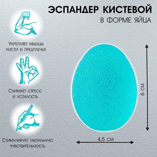 Эспандер кистевой для фитнеса мяч для тренировки кисти рук яйцевидной формы жесткий бирюзовый 20 кг 447₽
