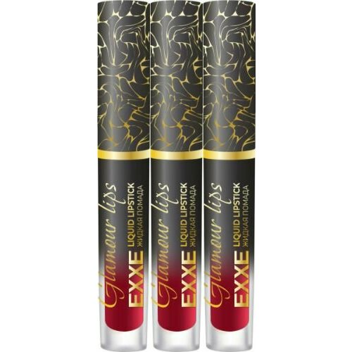 EXXE Жидкая губная помада Glamour lips, тон 03 - роскошный красный, 3 мл, 3 уп