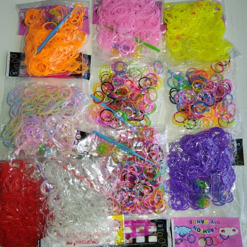 Набор резиночек для плетения, разноцветные 2000шт , подвески 10 шт, Ассорти