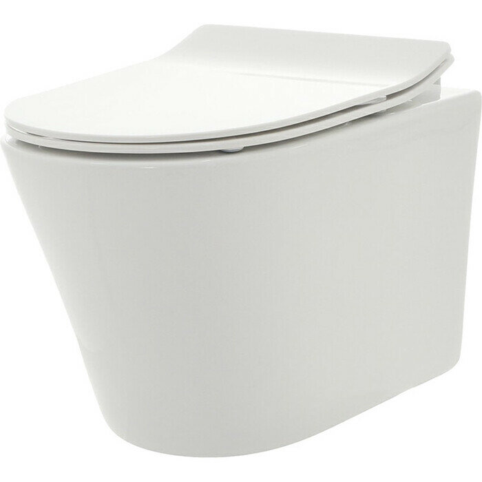 фото Унитаз подвесной безободковый AQUAme Rimless c сиденьем микролифт (AQM2001)