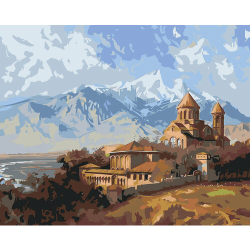 картина по номерам армения древний монастырь в горах Картина по номерам Армения: монастырь и гора Арарат 40x50