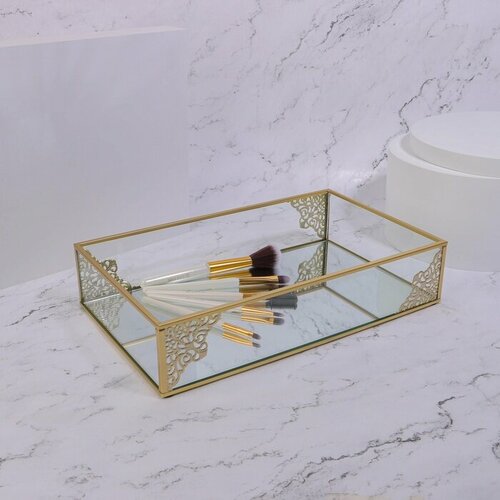 Органайзер для хранения GREAT стеклянный с зеркальным дном 1 секция 29 175 6 см цвет прозрачныймедный 2142₽