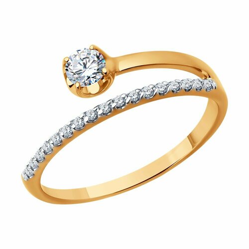 Кольцо SOKOLOV, красное золото, 585 проба, фианит, размер 18.5 кольцо из красного золота 585 пробы с фианитами и изумрудами 01к218514 1 размер 17 5