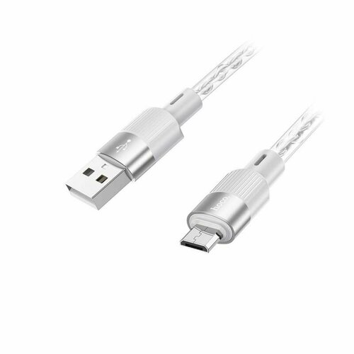 Кабель USB MicroUSB Hoco X99 (2.4A/прозрачный силикон/термостойкий) <серый>