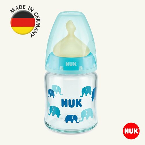 NUK FIRST CHOICE + Бутылочка из стекла с ИТ 120 мл с сос. из лат. с отв. М, разм.1