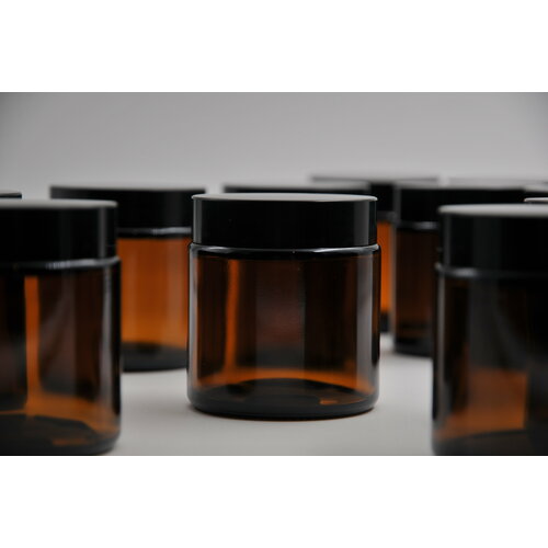 Стеклянная банка янтарная/коричневая объемом 100мл С крышкой 6 штук