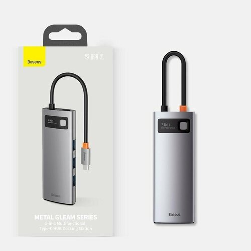 Хаб Baseus Metal Gleam Series 5-in-1 Multifunctional Type-C HUB Docking Station CAHUB-CX0G - Gray 868000₽