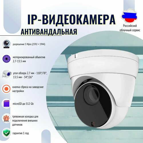 Антивандальная купольная IP-видеокамера SD SL v2.0 5 Mpix 2.8mm