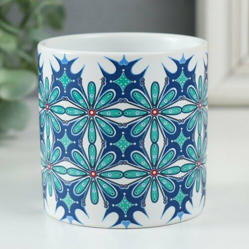 Банка для свечей керамика Голубые цветы 200 мл 73х73х73 см 616₽