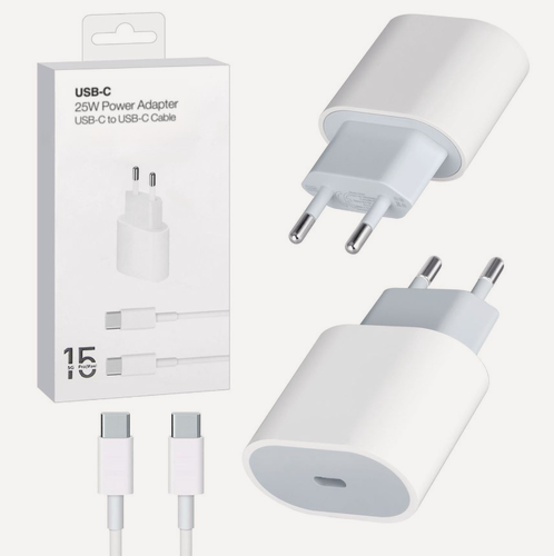 Изображение товара Зарядное устройство для айфон 16, 16 Plus, 16 Pro, 16 Pro Max, 15, 15 Plus, 15 Pro, 15 Pro Max / Быстрая зарядка 25W для устройств iOS